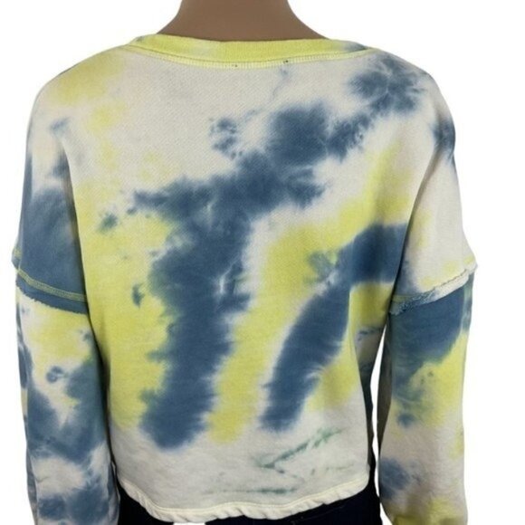 Anthropologie Current Air Los Angeles Tie Dye Crop Crewneck sweatshirt sz Small - Picture 4 of 9